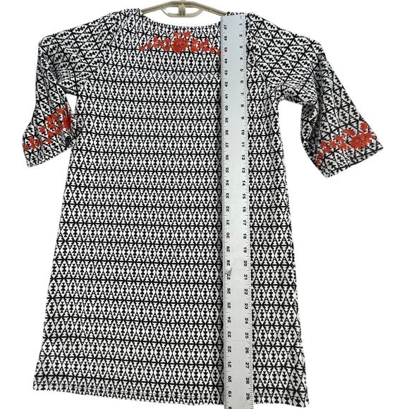 THML Mini Dress Size M Petite Black White Orange Embroidered Boho - Picture 6 of 9